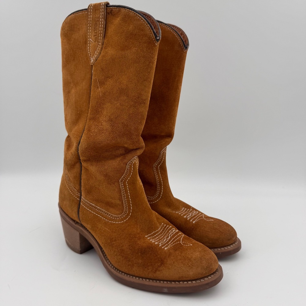 VTG 80s/90s LL Bean Suede Western Boots Cowgirl Cottagecore Boho Ropers Size 6